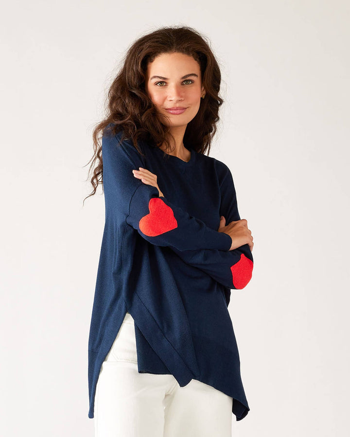 Amour Sweater w/Heart Patch, navy