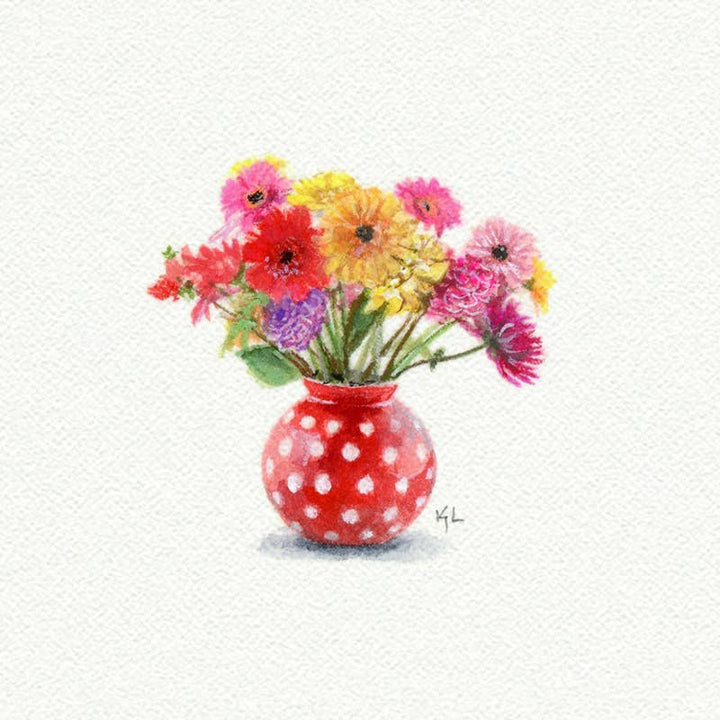 Flower Vase Miniature Watercolor Painting - Art Print