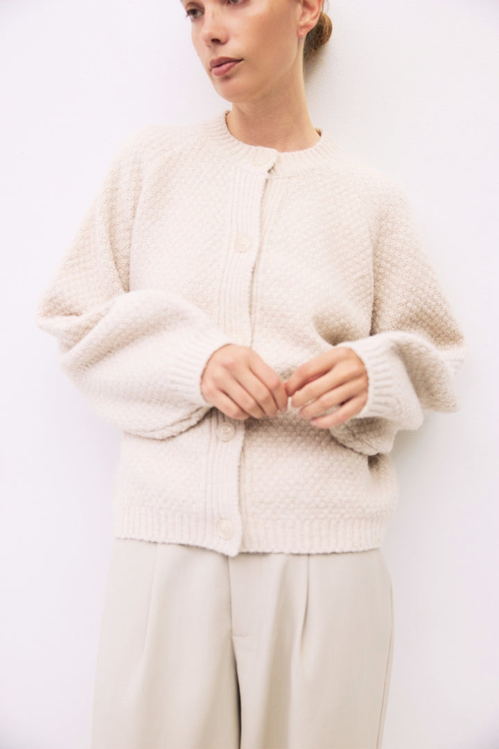 The Juna Cardigan | Weave Sweater Cardigan, cream,