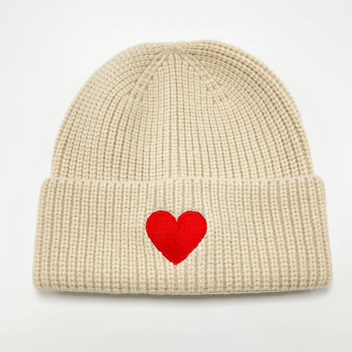 Signature Heart Beanie, Beige