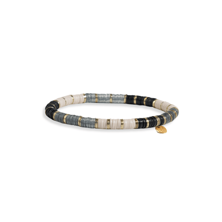 Grace Gold Stripe Stretch Bracelet, black/white