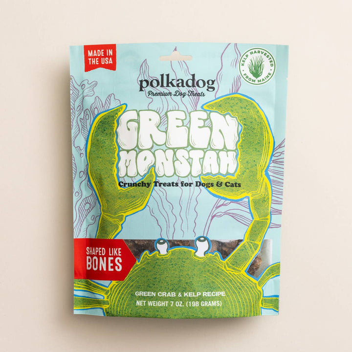 Polka Dog Pouch, Green Monstah - 7oz