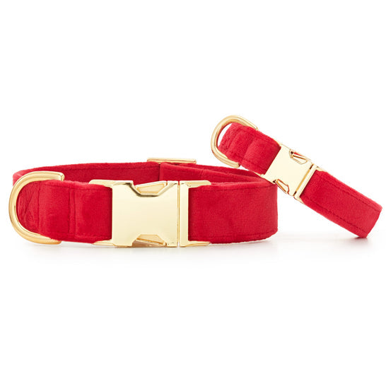 Cranberry Velvet Dog Collar | XS / Gold