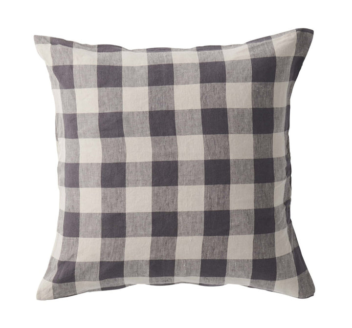 Licorice Gingham Cushion, standard, with down insert