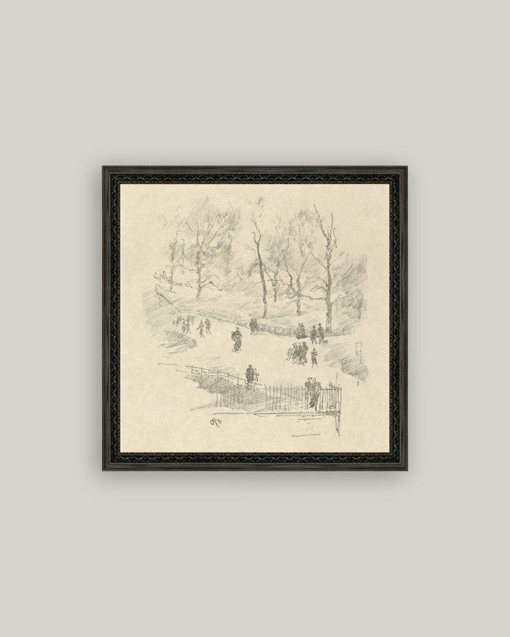 Kensington Gardens in Winter Framed Antique Art