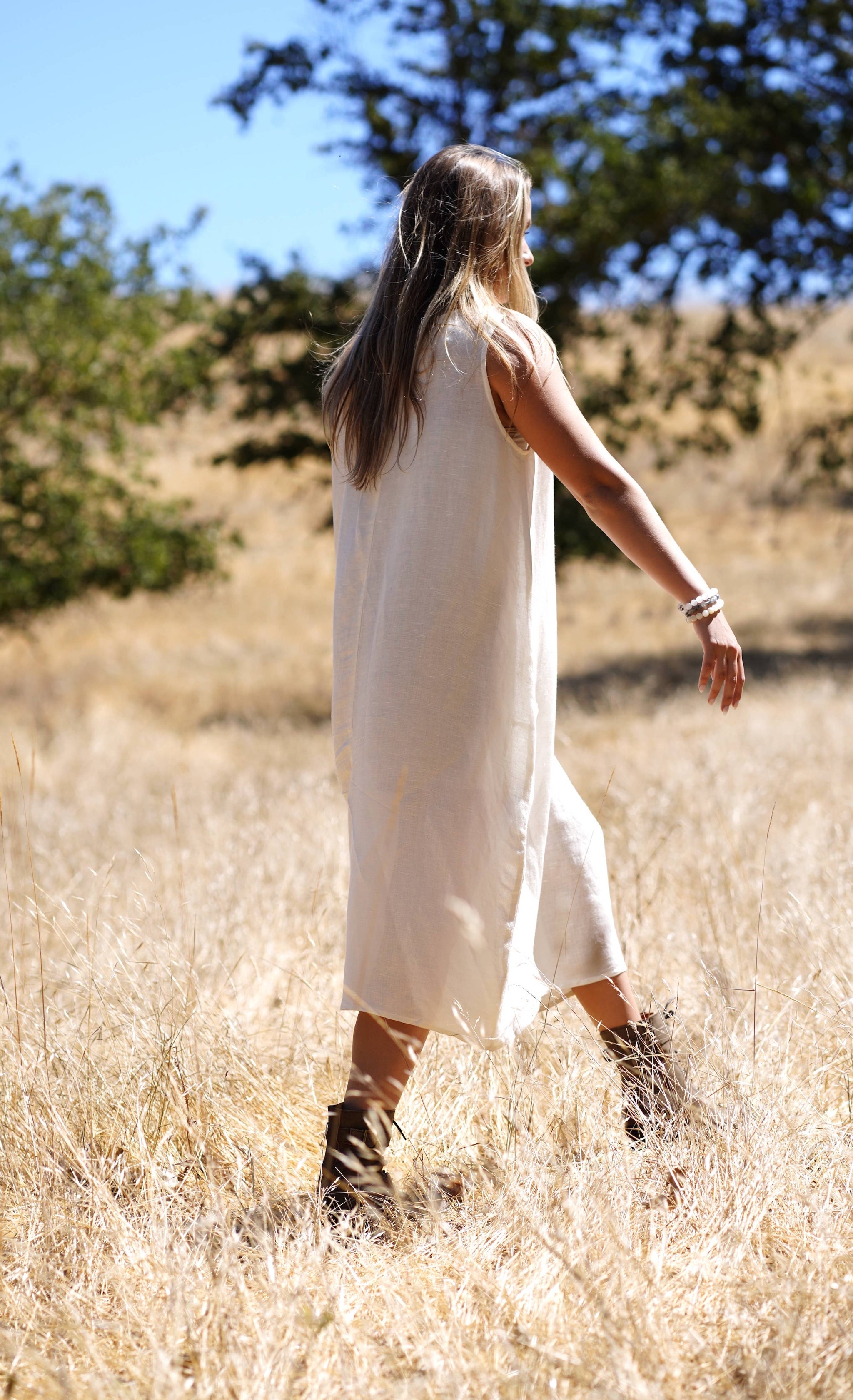 chinese dress ladies Anita Linen Dress Natural – Woody's Mercantile