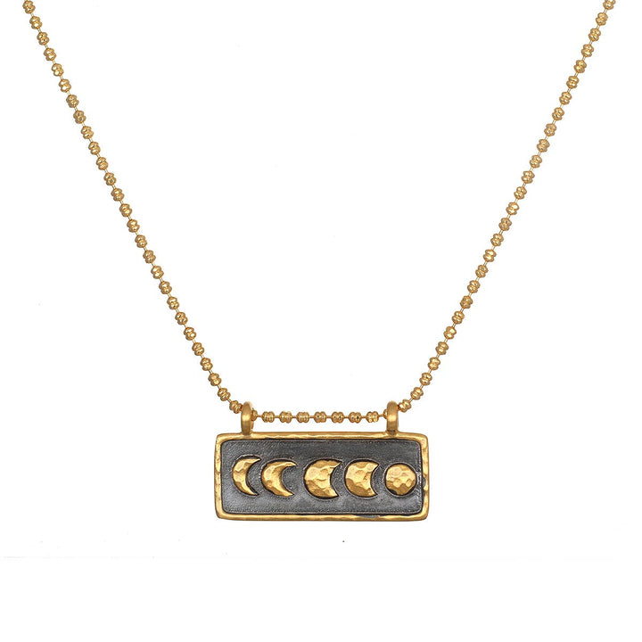 Moon Phase Black & Gold Bar Neck