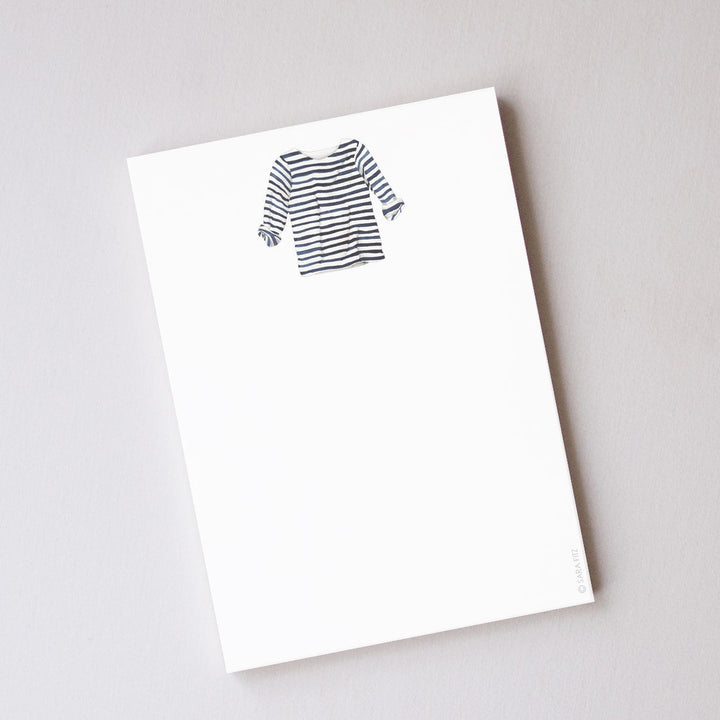 Navy and White Striped Shirt Notepad