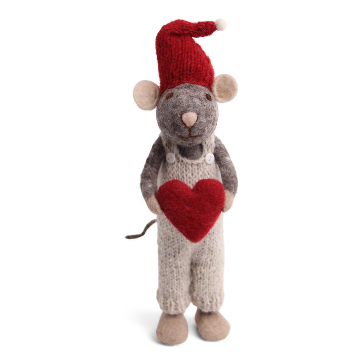 Big Grey Boy Mouse w/Heart