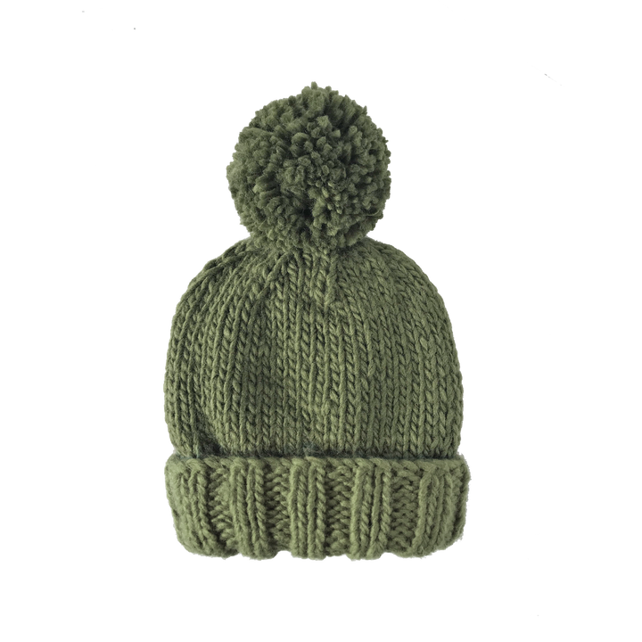 Classic Pom Hat, Moss Kids Baby Fall Christmas Holiday Wood