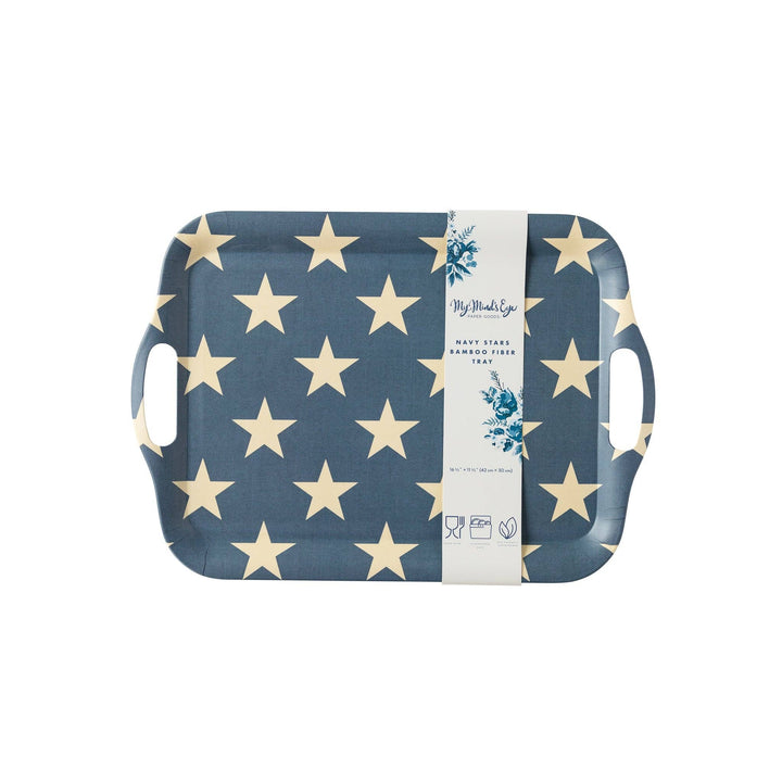 HAM830 - Hamptons Navy Star Reusable Bamboo Tray