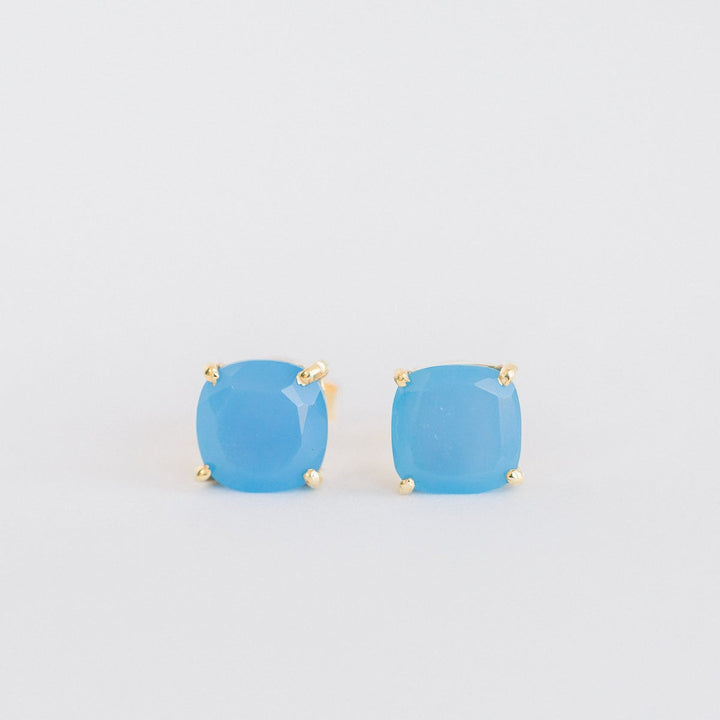 Emmy Studs, Blue Chalcedony