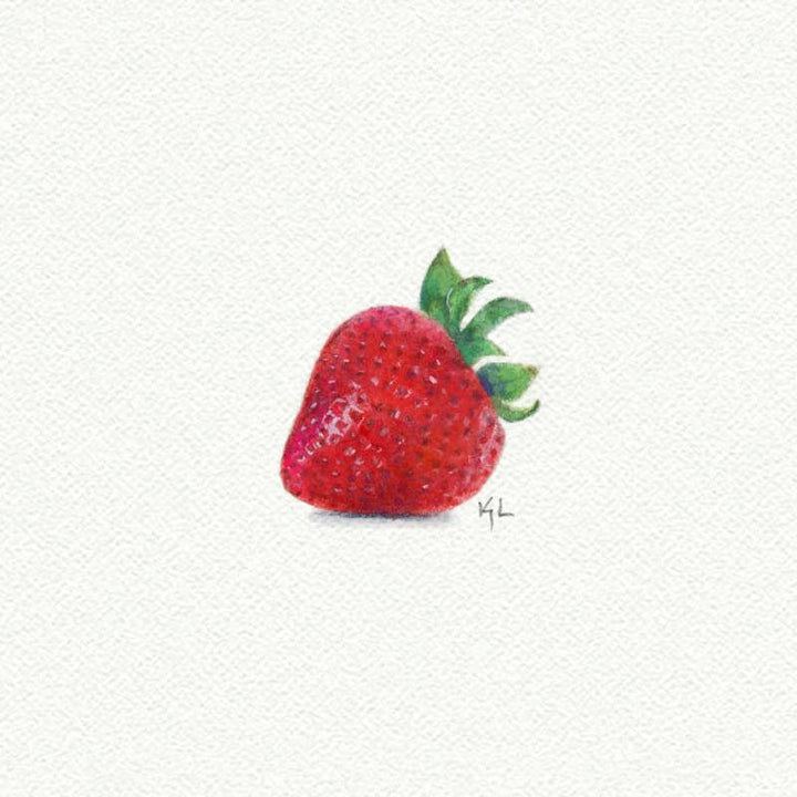 Strawberry Miniature Watercolor Painting - Art Print