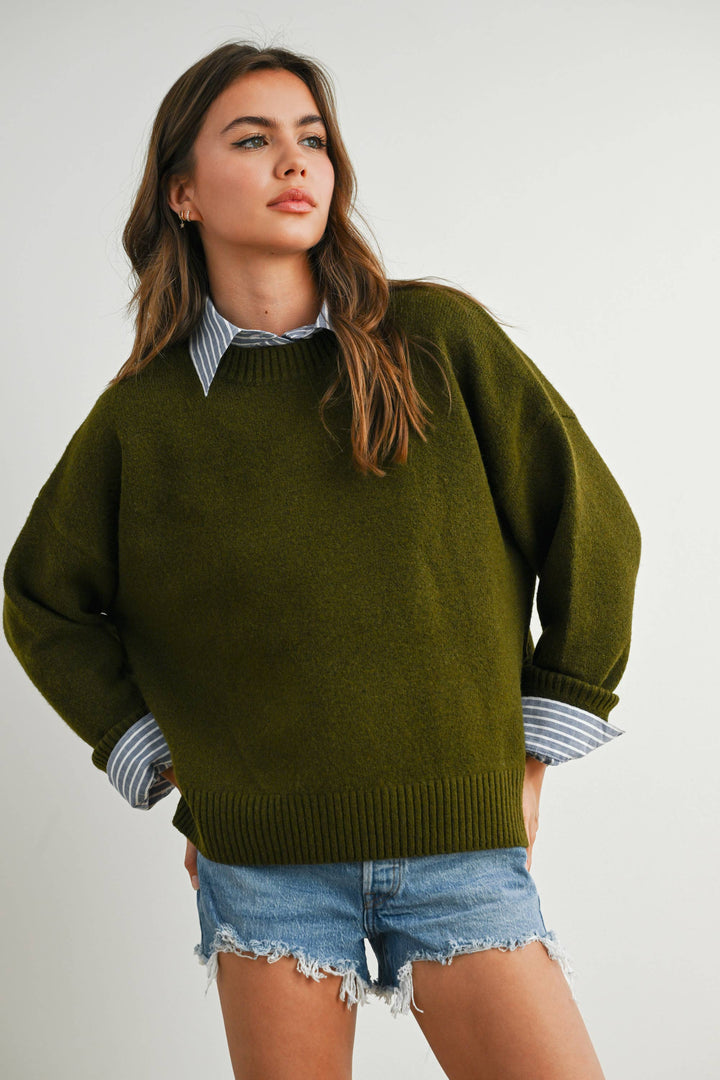 Tie Split-Hem Crewneck Long Sleeve Top - BMW7900