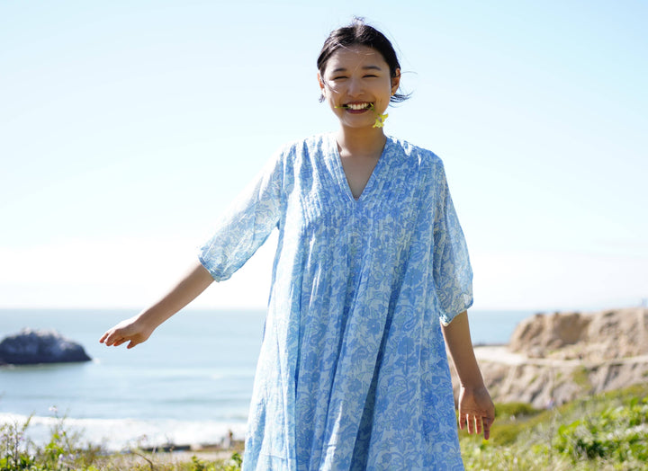 Skye Dress Hand Block Printed Lt. Blue