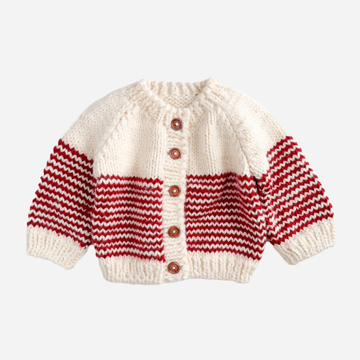 Stripe Cardigan Cream Red Kid Baby Holiday Christmas