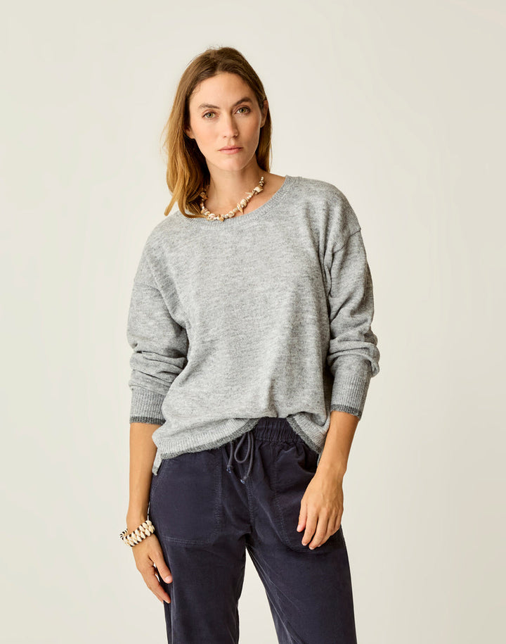 Drue Fuzzy Sweater, grey w/dk gry