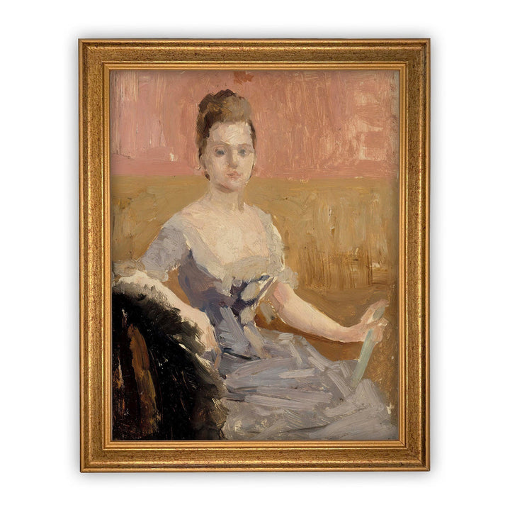 Sitting Lady Vintage Art, casa gold frame, 8x10
