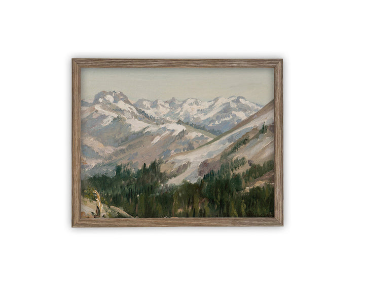 Snowcapped Mountain Vintage Art, stinson wood frame, 11 x14