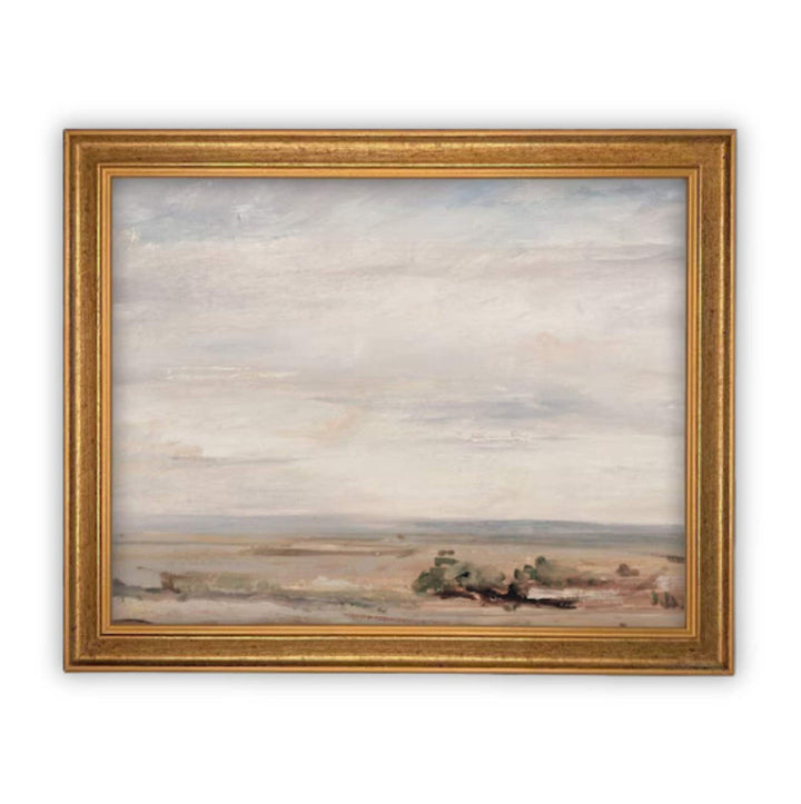White Cloud Desert Scene Vintage Art, casa gold frame, 11x14
