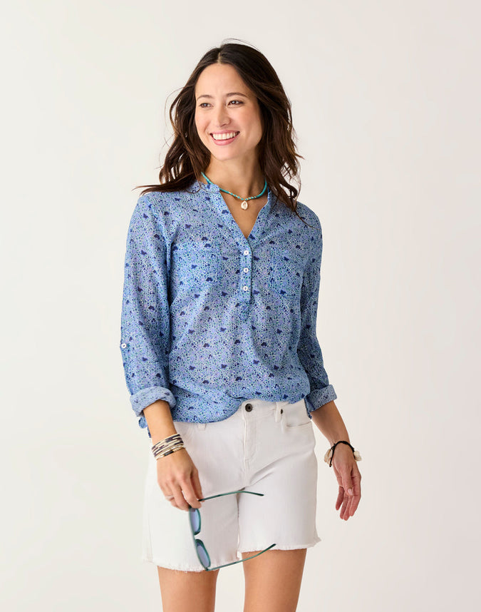 Dylan Gauze Shirt navy garden medium