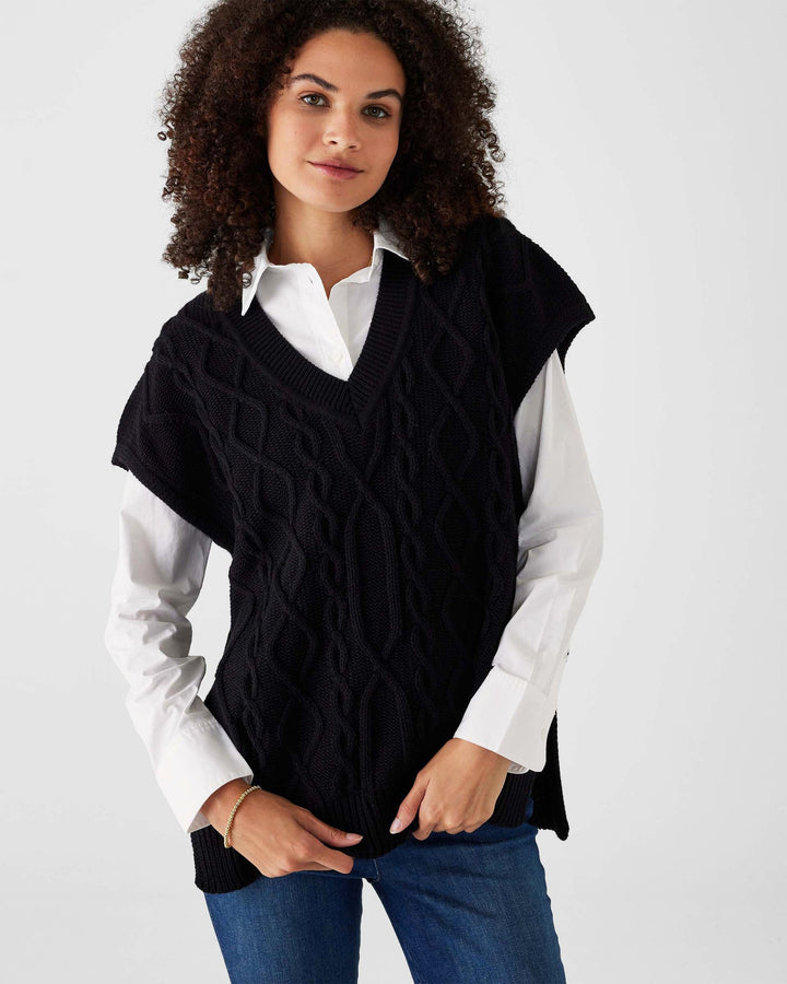 Lisbon V-Neck Sweater Vest, black