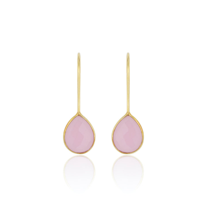 Milan Drop Earrings, pink chalcedony