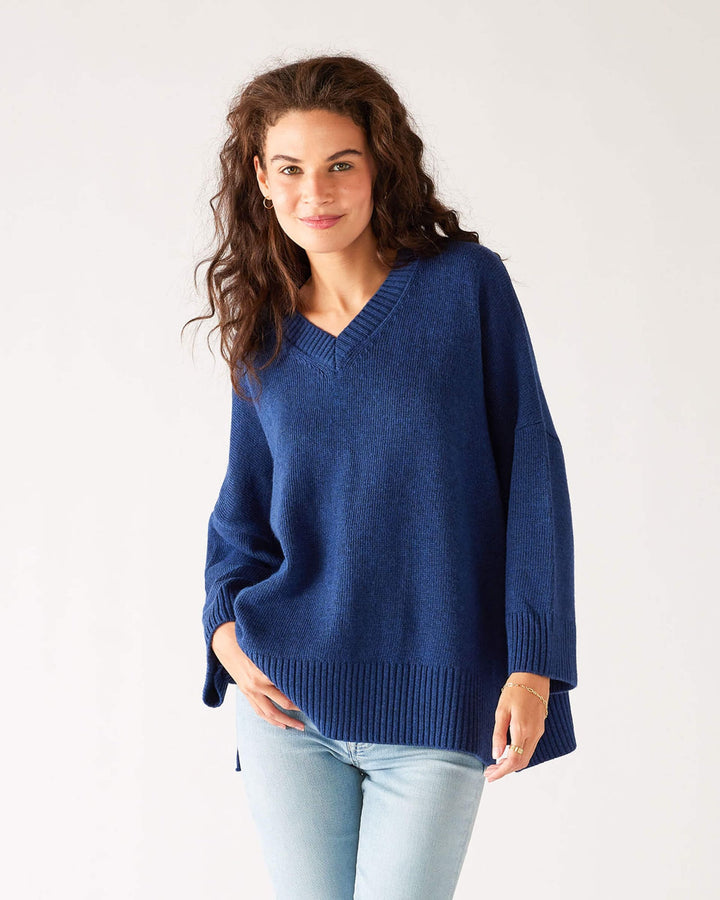 Montauk V-Neck Sweater, night sky