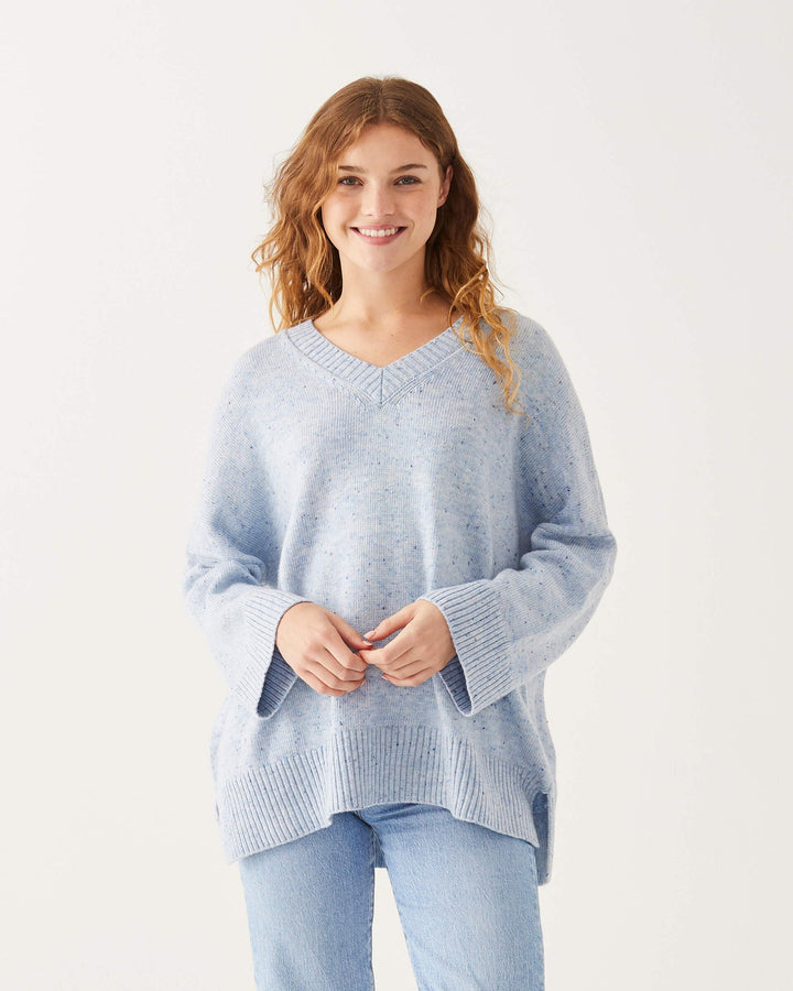 Montauk V-Neck Sweater, misty blue