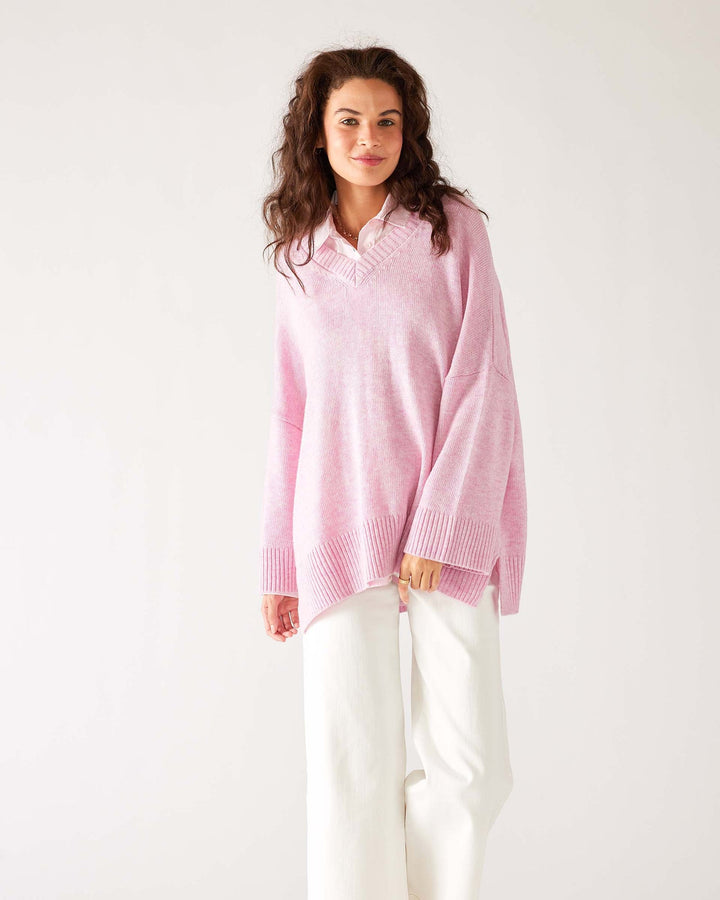 Montauk V-Neck Sweater, orchid heather