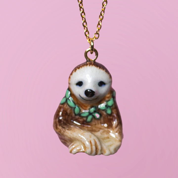 Camp Hollow Spring Sloth necklace
