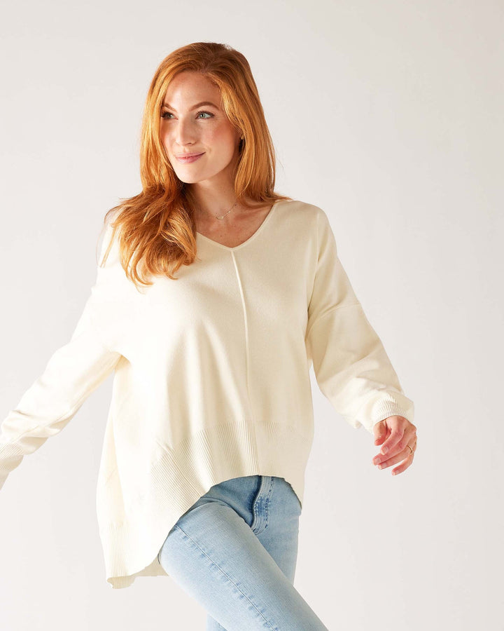 Toujours V-Neck Sweater, cream - one size