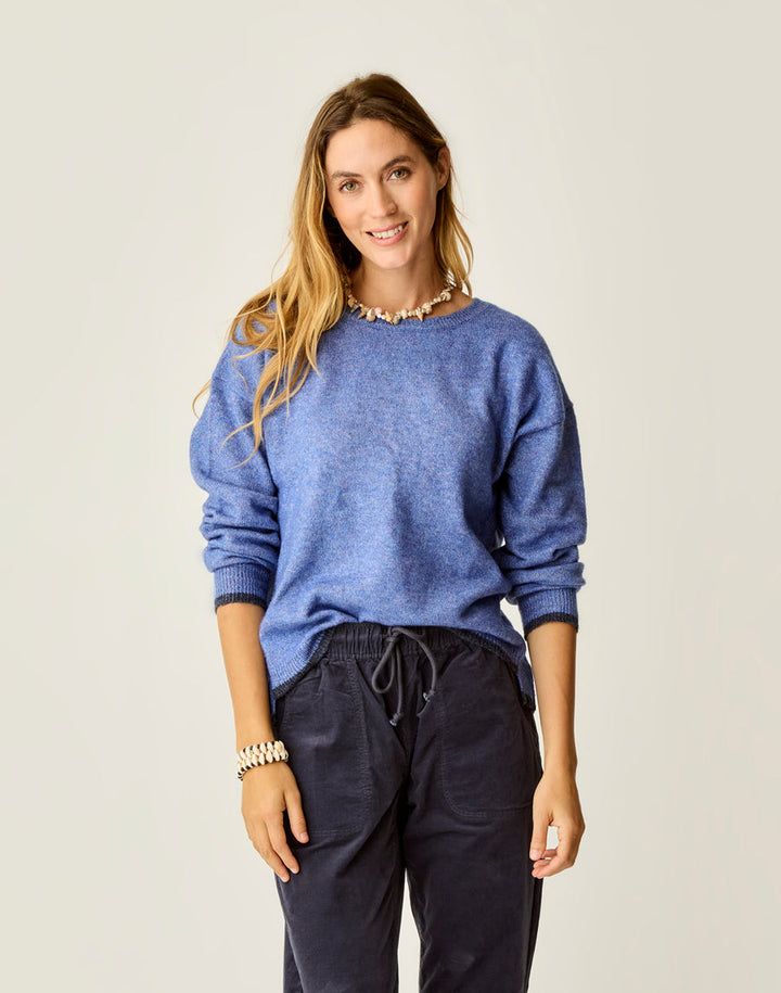 Drue Fuzzy Sweater, capri blue