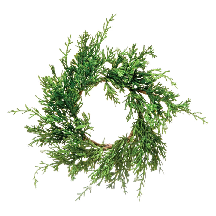Round Faux Juniper Wreath, 4 1/2