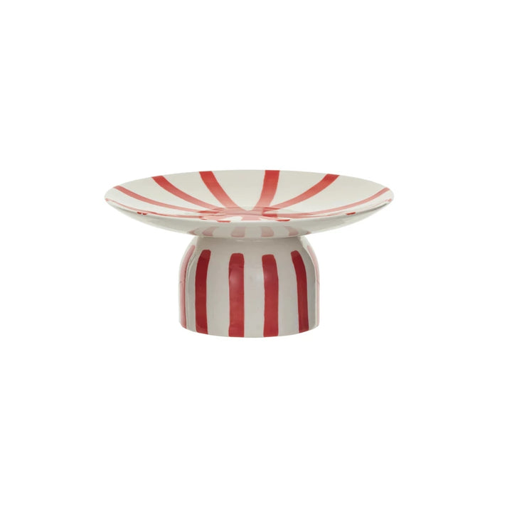 Stoneware Red Striped pedestal 6