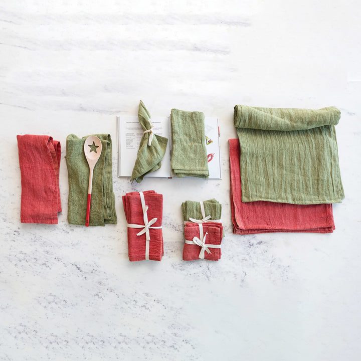 Stonewashed napkins, set of 4, red