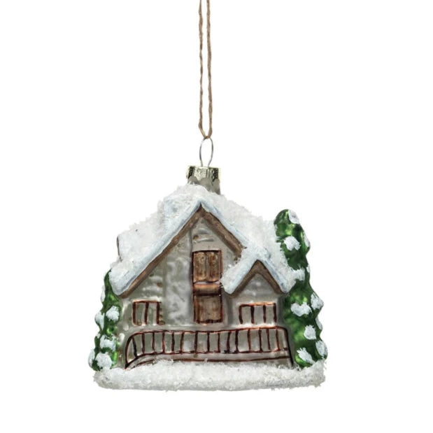 Glass Cabin Christmas ornament