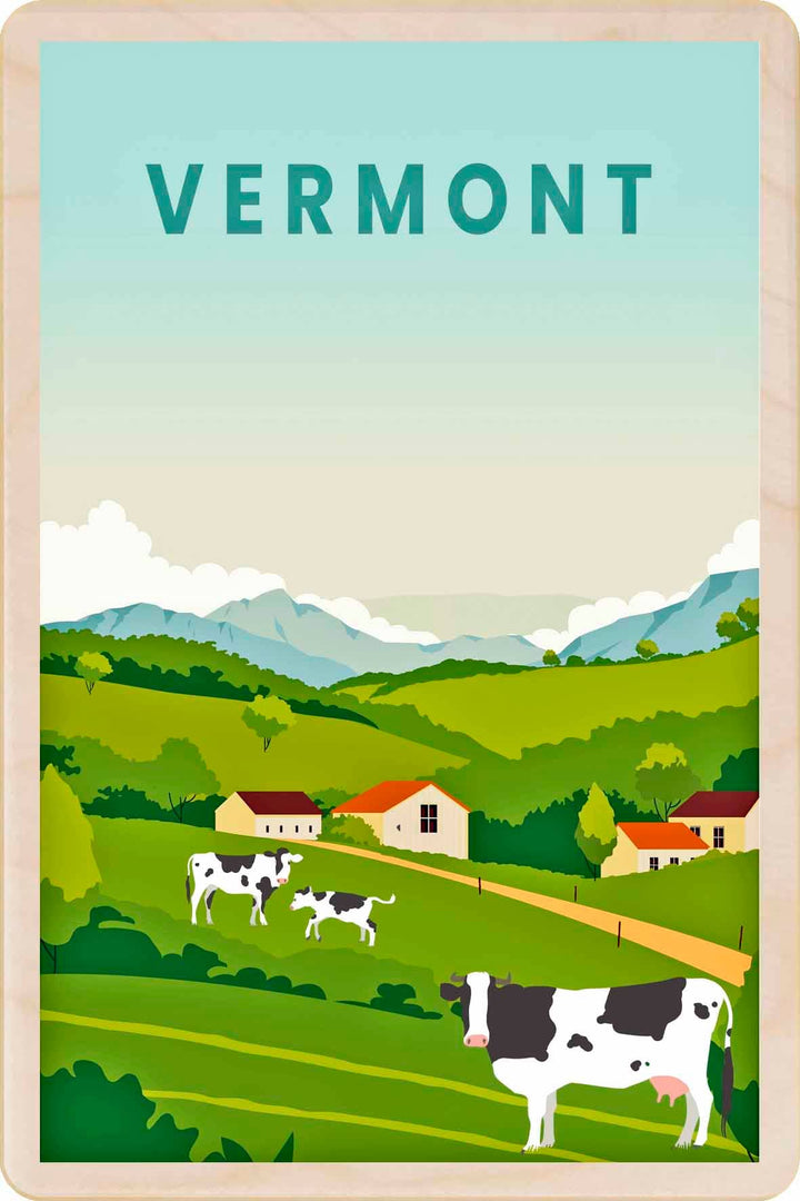 VERMONT Sustainable wood postcard & magnet