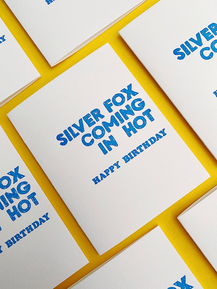 Silver Fox Coming In Hot - Funny birthday, Greeting Card