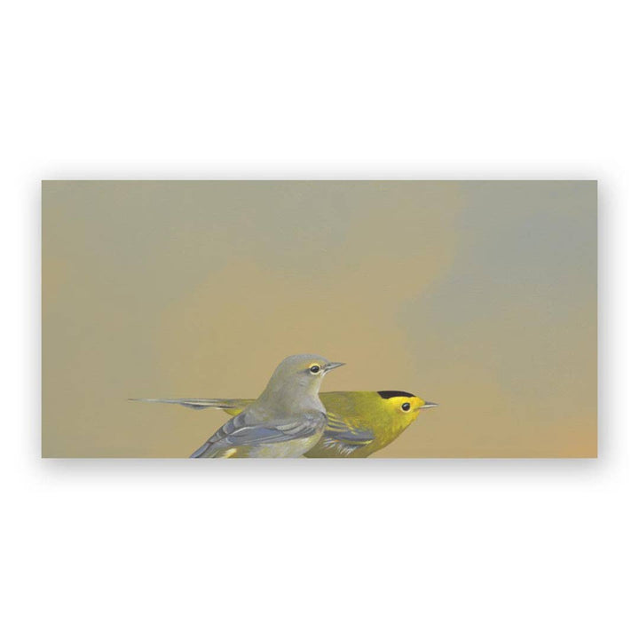Wilson's Warblers Panel Wings on Wood 12 x 6