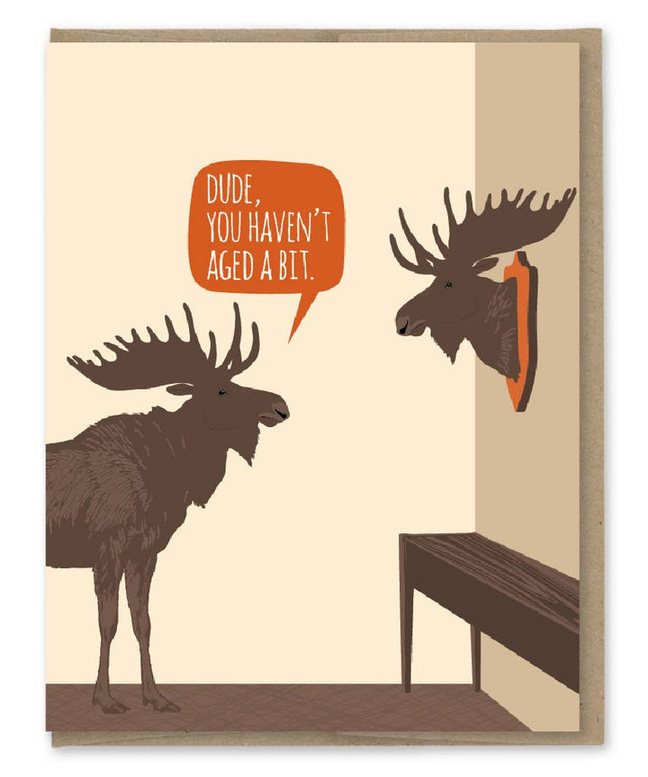 Aged Moose Trophy Birthday Card