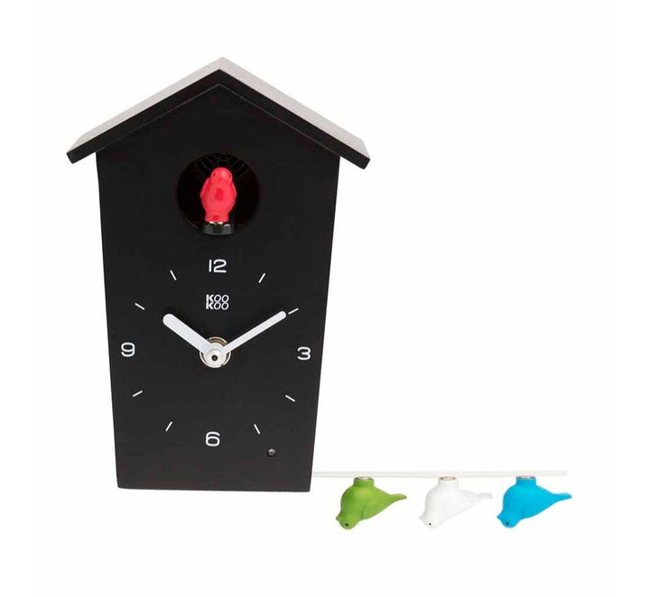 Birdhouse mini clock, black