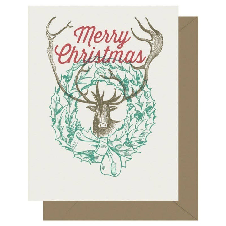 Letterpress Jess - Holiday Merry Reindeer Letterpress Card