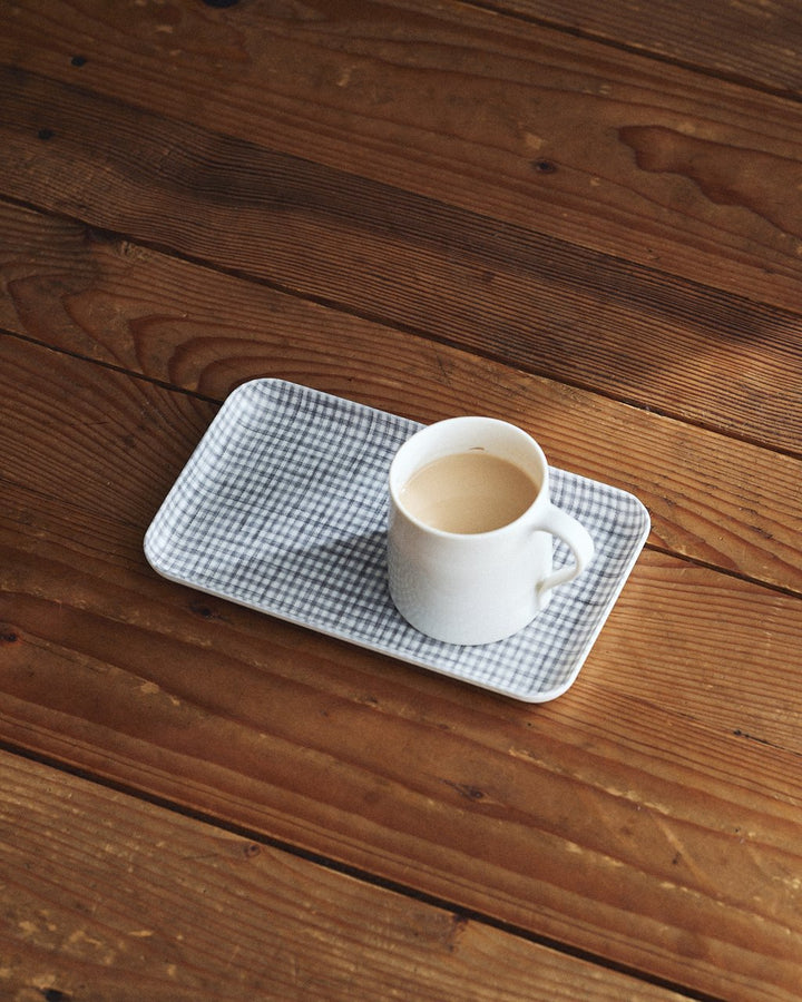 Linen Coating Tray, Jesse, Grey + White Check, Small