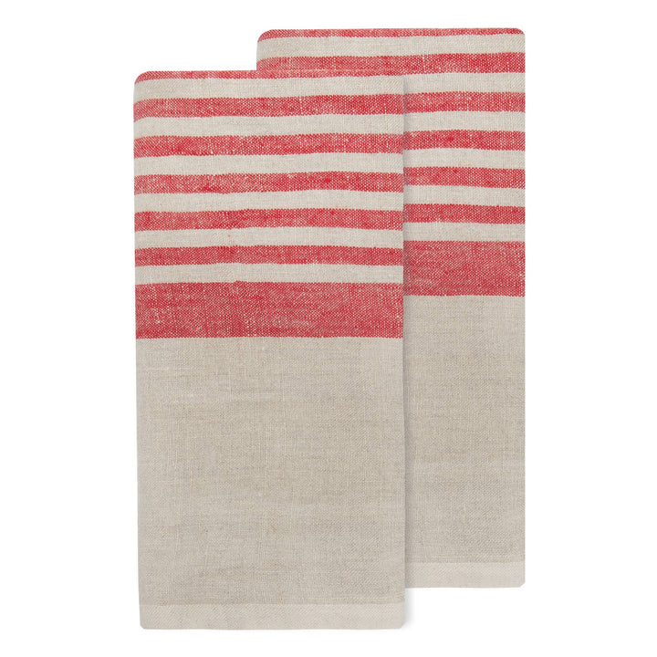 Brittany Natural & Red Tea Towels 20x30 - Set of 2