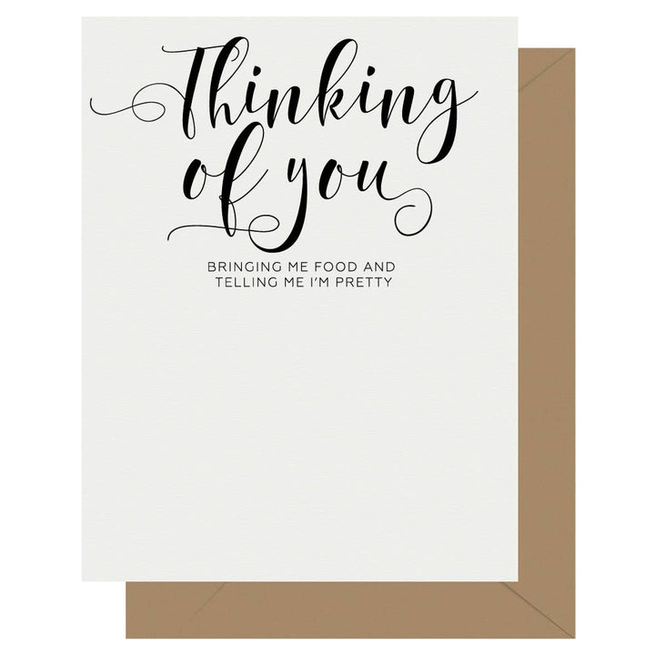 Letterpress Jess - Crass Calligraphy Thinking of You Letterpress Greeting Card