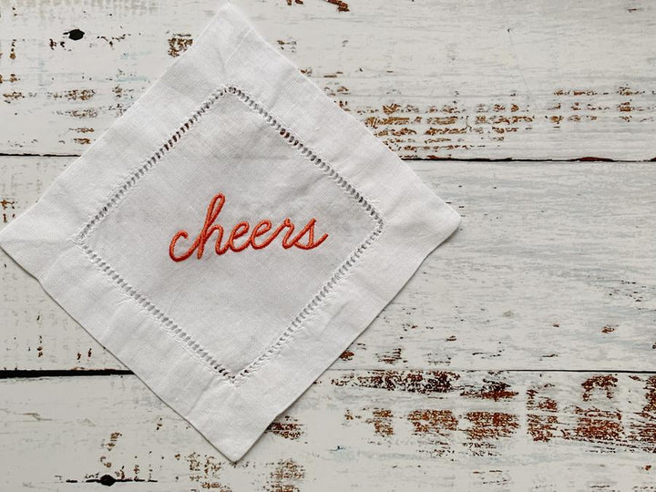 Cheers! Cocktail Napkins, set of 4, deep coral