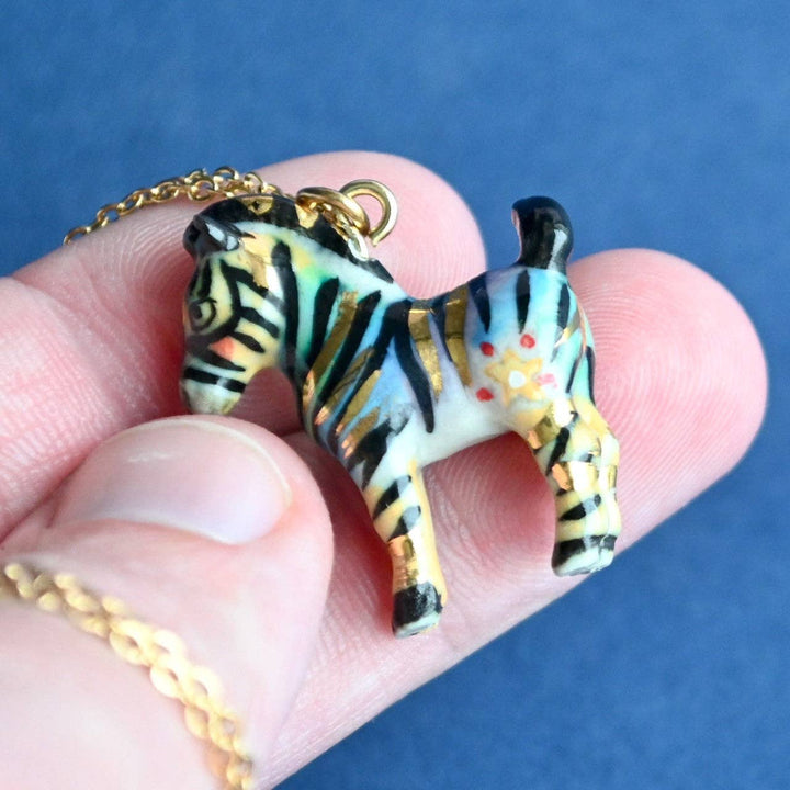 Touch of Gold Rainbow Zebra Necklace