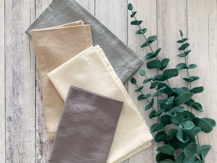 Dot and Army - Stonewashed Cotton Chambray Cloth Napkins, set of four