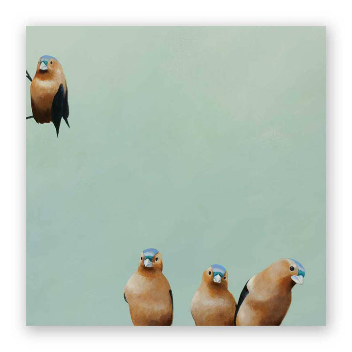 Fictional Finch Group Panel Wings on Wood 10 x 10